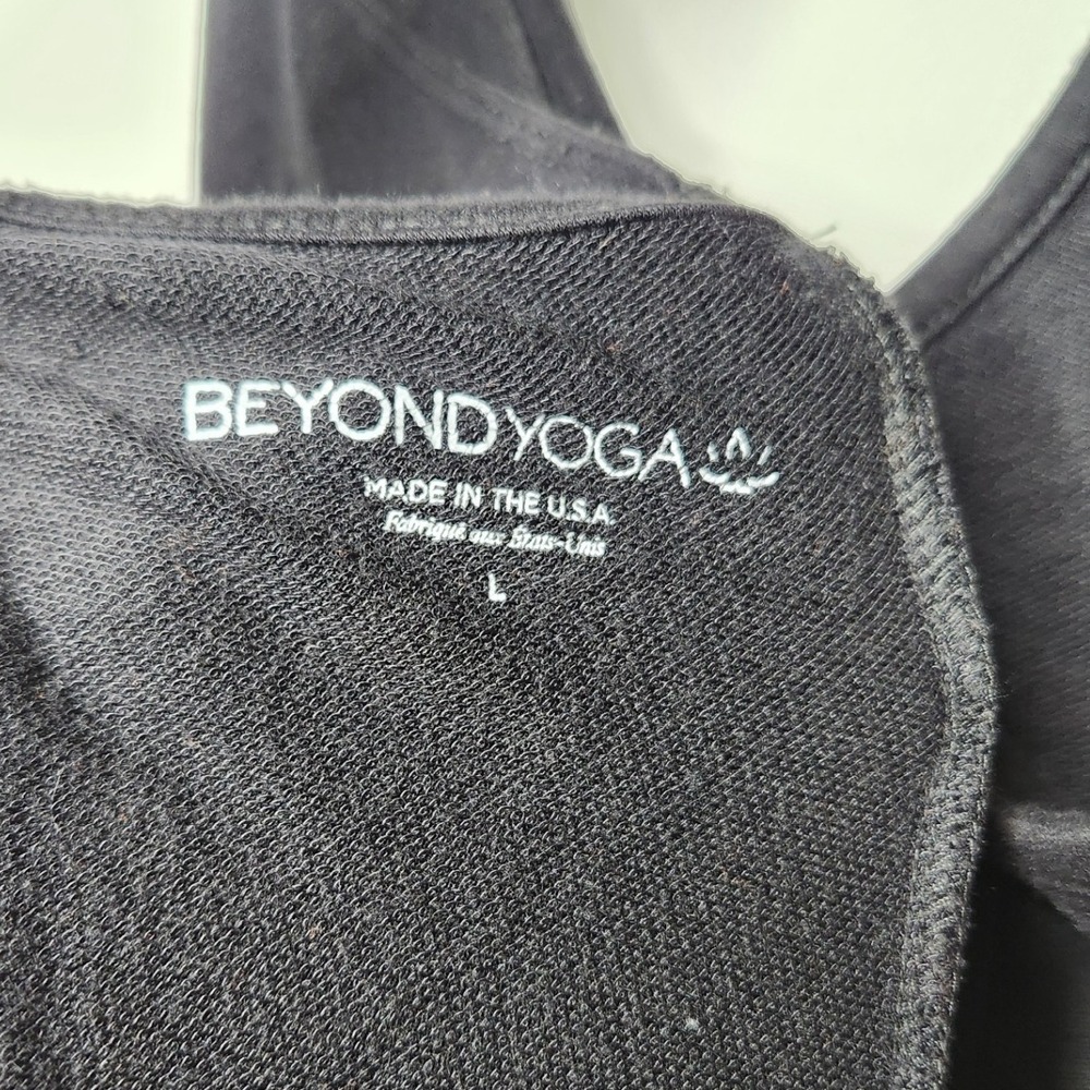 Beyond Yoga Farrah Cropped Jumpsuit Womens Size L Black Terry Cross Back Modal - Picture 9 of 11